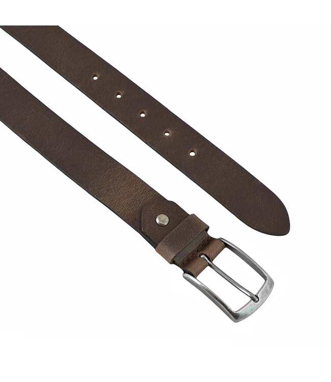 Landley Bruin Leren Riem 3.5 cm - Damesriem / Herenriem - Nerfleer - Bruin