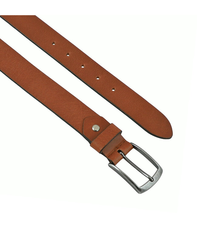 Landley Cognac Leren Riem 3.5 cm - Damesriem / Herenriem - Nerfleer - Cognac