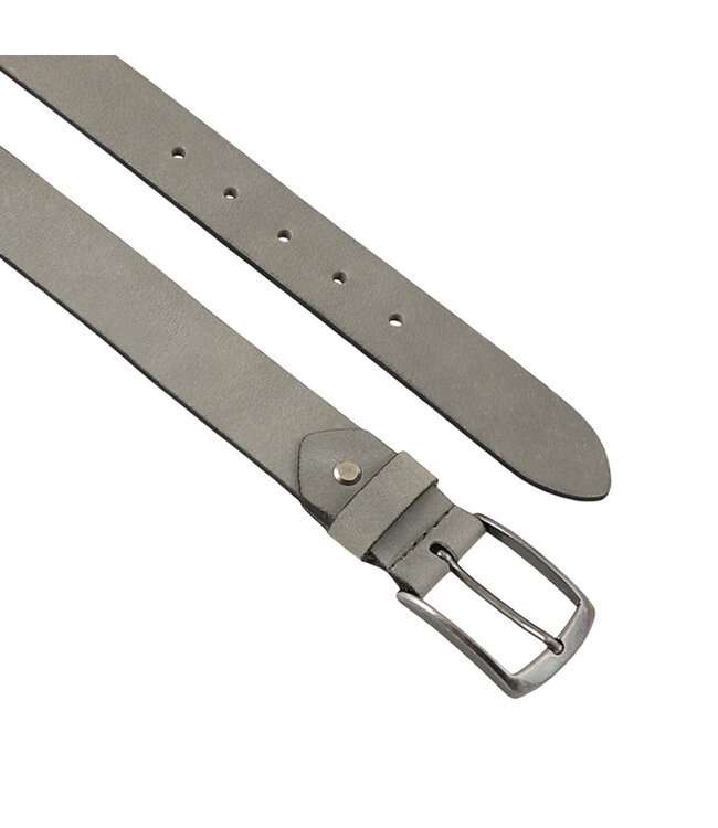 Landley Grijze Leren Riem 3.5 cm - Damesriem / Herenriem - Nerfleer - Grijs