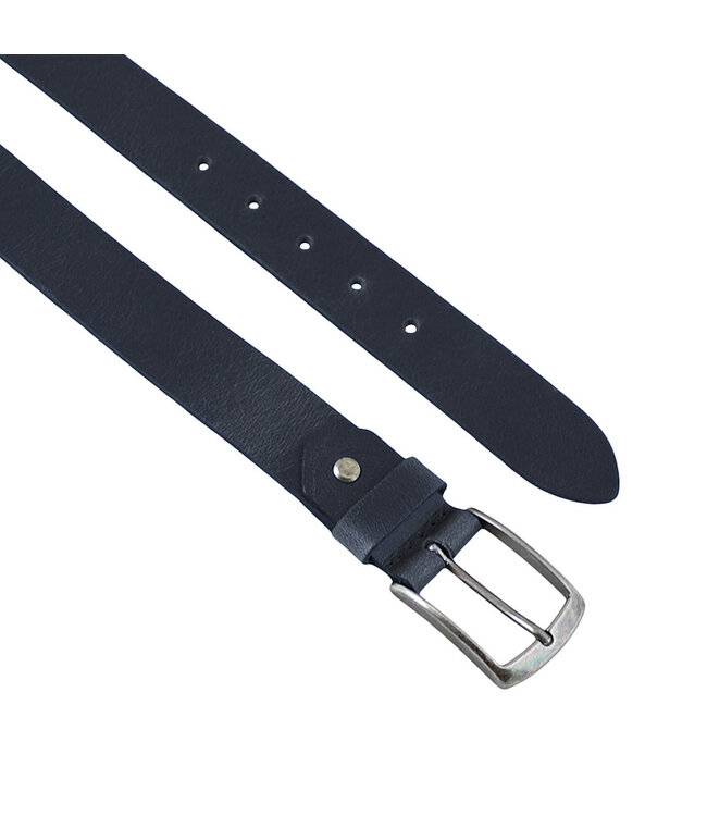 Landley Blauwe Leren Riem 3.5 cm - Damesriem / Herenriem - Nerfleer - Blauw