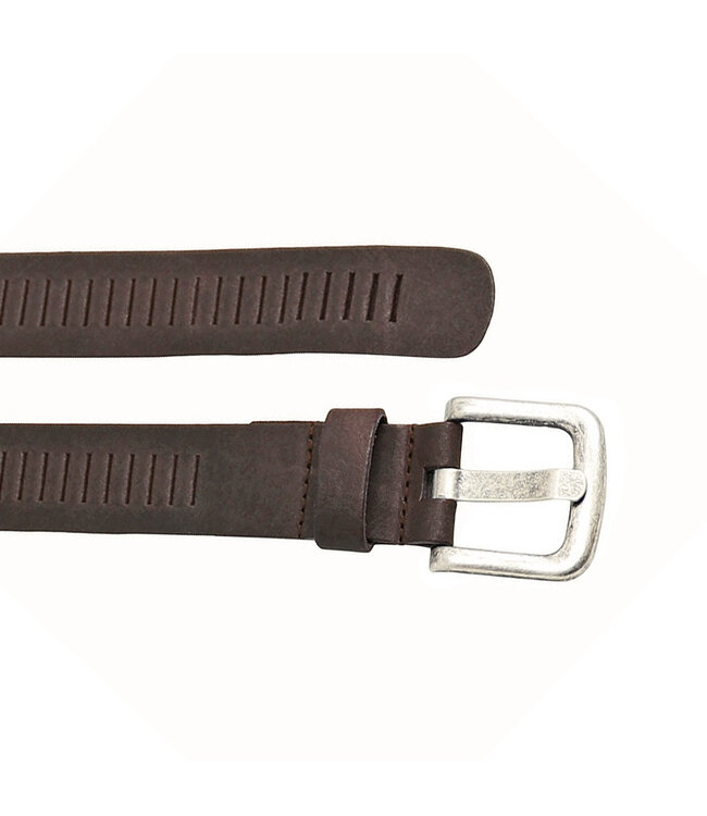 Houtkamp Leren Geperforeerde Werkriem - Ergonomische Werkbroek Riem - Workwear - Bedrijfskleding Riem - Leer - Bruin