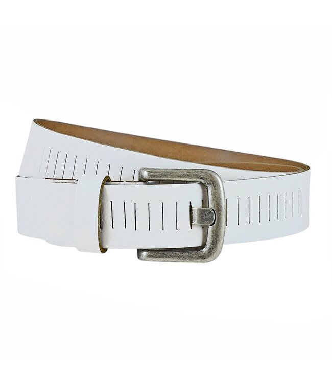 Houtkamp Leren Geperforeerde Werkriem - Ergonomische Werkbroek Riem - Workwear - Bedrijfskleding Riem - Leer - Wit