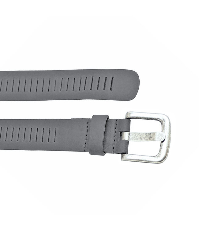 Houtkamp Leren Geperforeerde Werkriem - Ergonomische Werkbroek Riem - Workwear - Bedrijfskleding Riem - Leer - Grijs