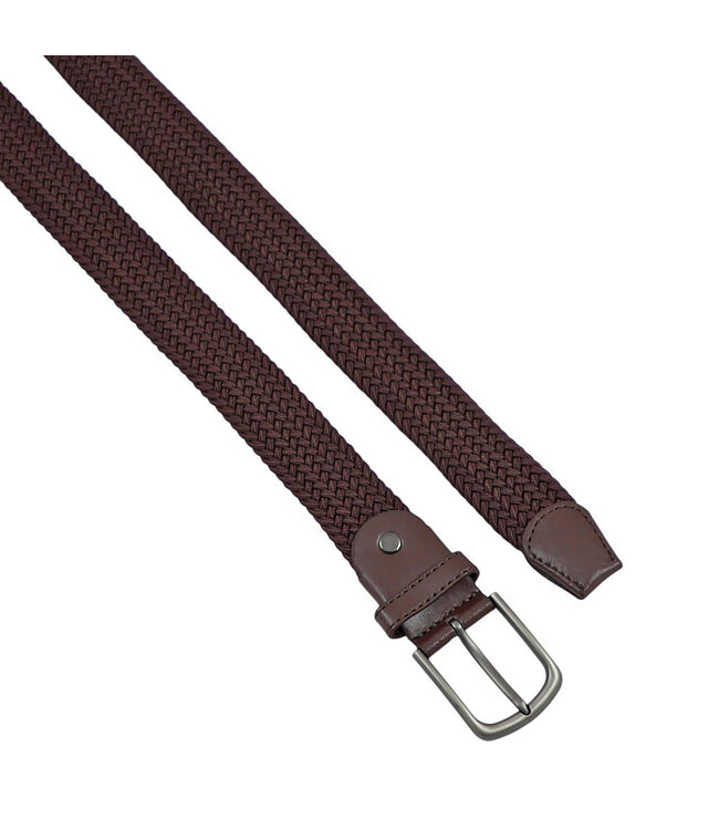 Houtkamp Bruine Elastische riem - Dames en Heren - Rekbare Riem - Afgeronde Gesp - Stretch Elastiek - Bruin