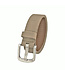 Landley Leren Geperforeerde Sleufjes Riem voor Dames en Heren - Breedte 4 cm - Unisex Ceintuur - Echt Leer - Taupe