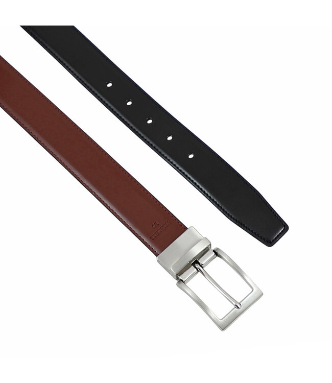 Landley Draaibare Leren Heren Pantalon Riem - Reversible Belt - Keerriem - Echt Leer - Zwart en Cognac