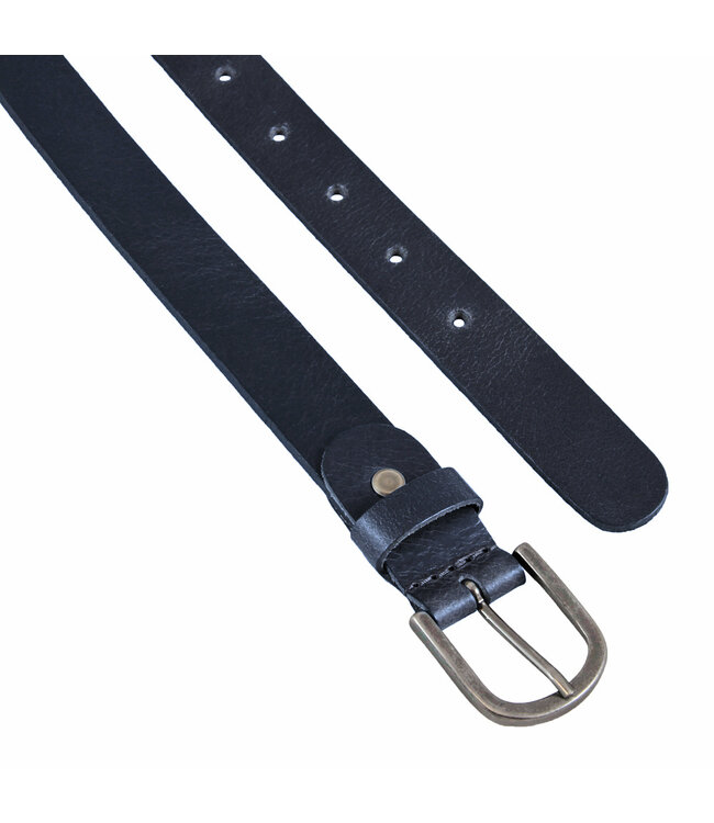 Landley Leren Riem met afgeronde gesp – 3 cm - Damesriem / Herenriem – Echt Leer – Blauw