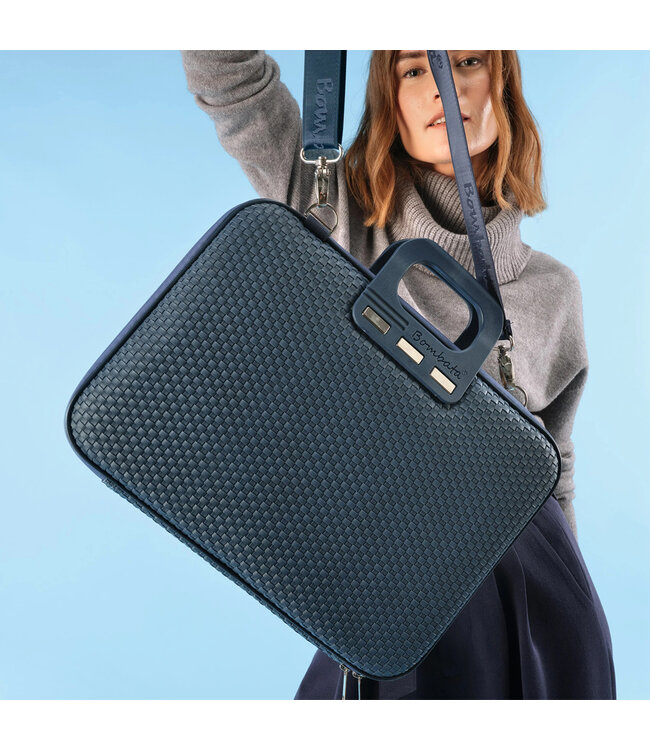 Bombata Trama Laptoptas met Vlechtpatroon - 15 / 16 inch - Dames en Heren - Blauw