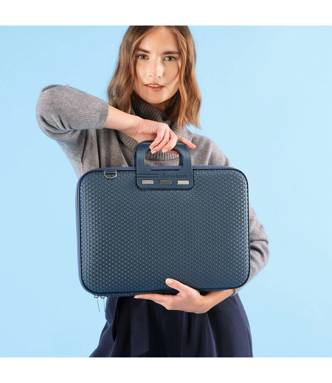 Bombata Trama Laptoptas met Vlechtpatroon - 15 / 16 inch - Dames en Heren - Blauw