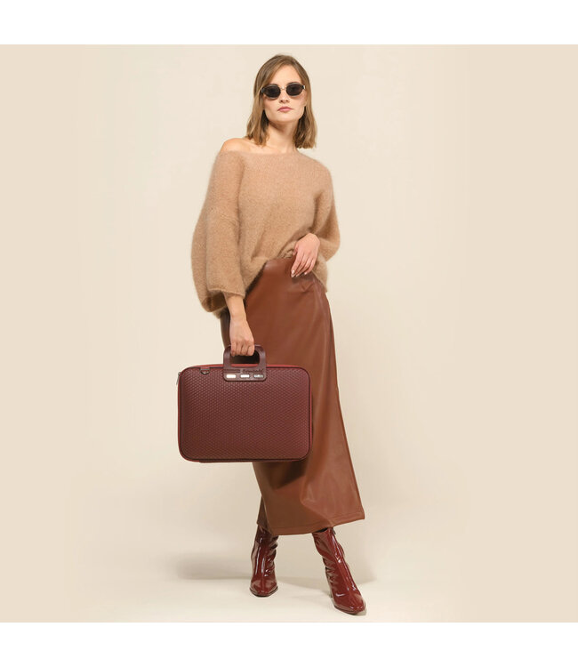 Bombata Trama Laptoptas met Vlechtpatroon - 15 / 16 inch - Dames - Bordeaux Rood