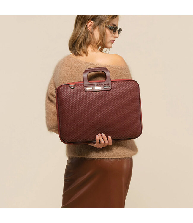 Bombata Trama Laptoptas met Vlechtpatroon - 13 / 14 inch - Dames - Bordeaux Rood
