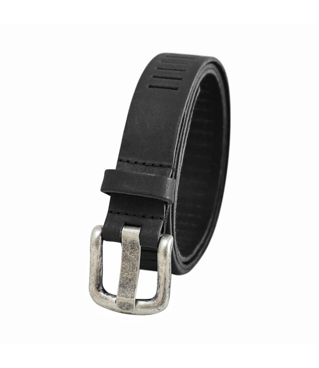 Landley Zwarte Leren Kinderriem Unisex - Geperforeerde Gleufjes Riem - Jongen / Meisje - Echt Leer - Breedte 3 cm - Zwart