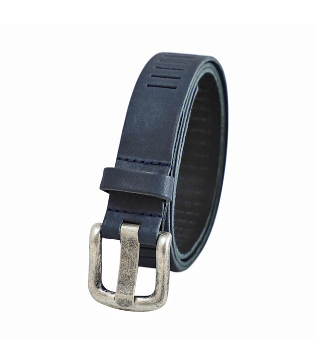 Landley Blauwe Leren Kinderriem Unisex - Geperforeerde Gleufjes Riem - Jongen / Meisje - Echt Leer - Breedte 3 cm - Blauw