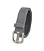 Landley Grijze Leren Kinderriem Unisex - Geperforeerde Gleufjes Riem - Jongen / Meisje - Echt Leer - Breedte 3 cm - Grijs