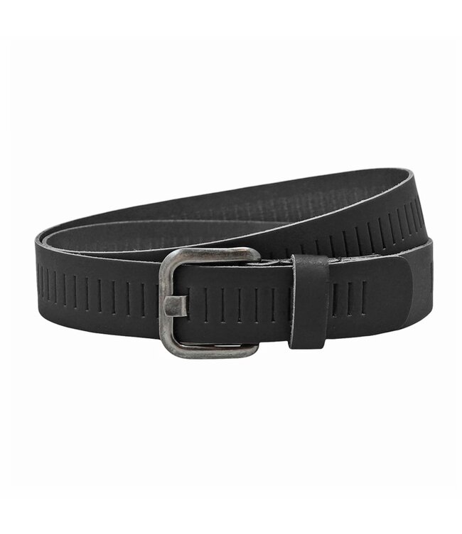 Landley Leren Geperforeerde Sleufjes Riem - Dames en Heren - Breedte 4 cm - Unisex Ceintuur - Echt Leer - Zwart