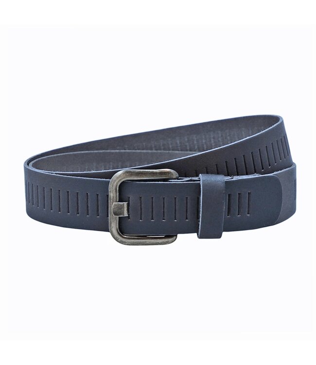 Landley Leren Geperforeerde Sleufjes Riem - Dames en Heren - Breedte 4 cm - Unisex Ceintuur - Echt Leer - Blauw