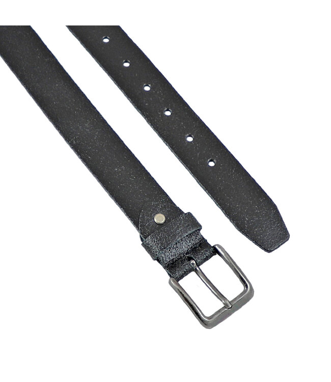 Landley Zwarte Crack Leren Riem voor Dames en Heren - Unisex Jeansriem - 4 cm - Craquelé Leer - Zwart