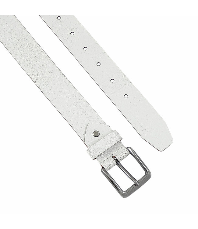 Landley Witte Crack Leren Riem voor Dames en Heren - Unisex Jeansriem - 4 cm - Craquelé Leer - Wit