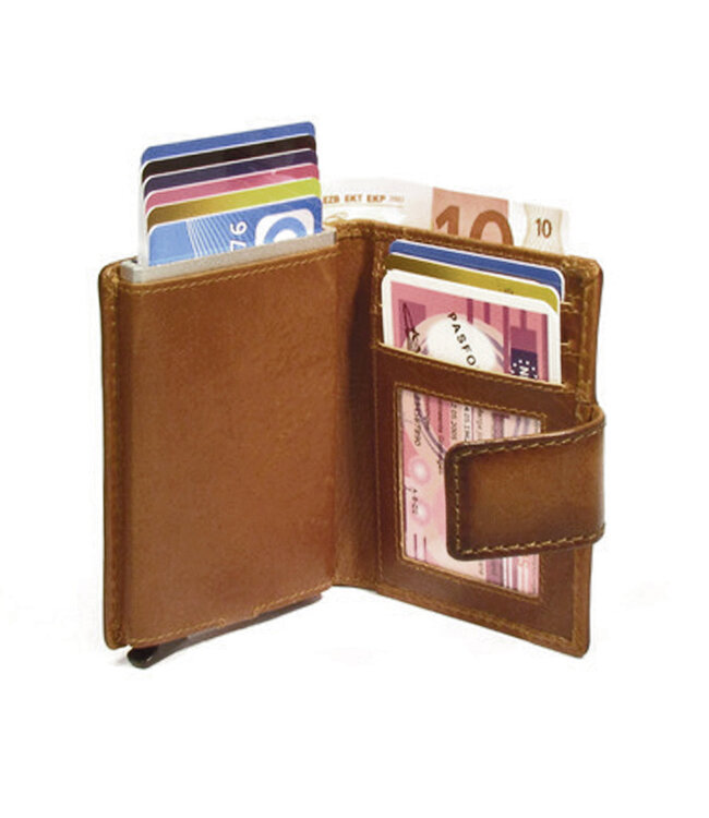 Figuretta Leren RFID Cardprotector met Muntgeldvak Burned