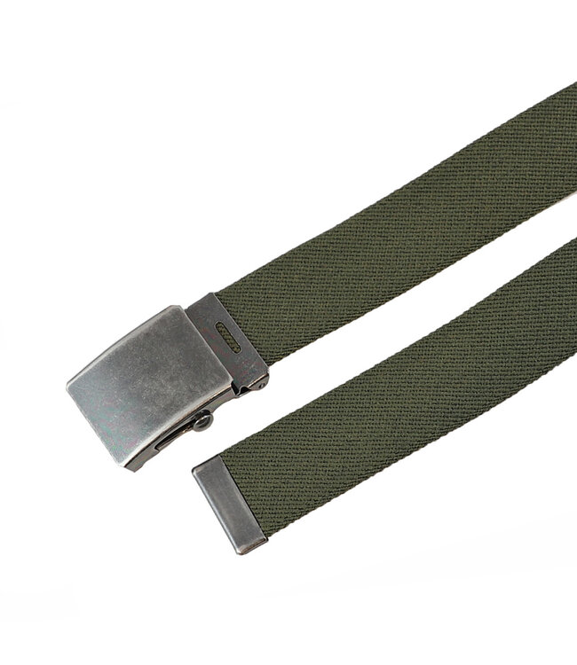 Landley Elastische Canvas Riem met Metalen Schuifgesp - Stretch - Koppelriem - Dames / Heren - Unisex - Groen