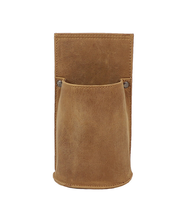 Houtkamp Leren Horeca Poetsdoekholster - Riem Holster voor Poetsdoek - Vintage Hunter Leer - Cognac Bruin
