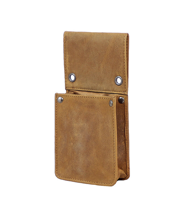 Houtkamp Leren Horeca Handterminal Holster - Riem Holster voor Handheld of Smartphone - Vintage Hunter Leer - Cognac Bruin