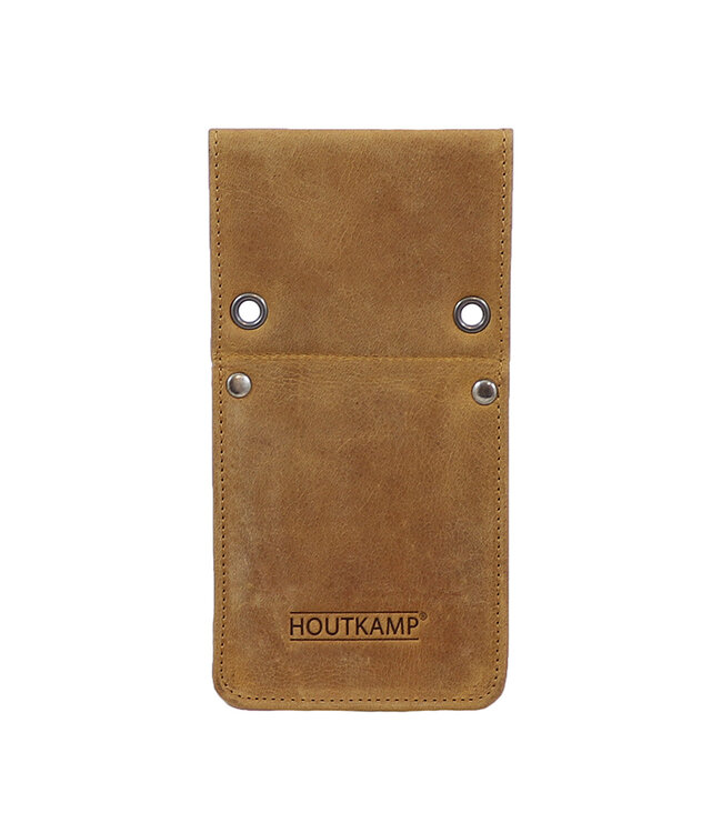 Houtkamp Leren Horeca Handterminal Holster - Riem Holster voor Handheld of Smartphone - Vintage Hunter Leer - Cognac Bruin