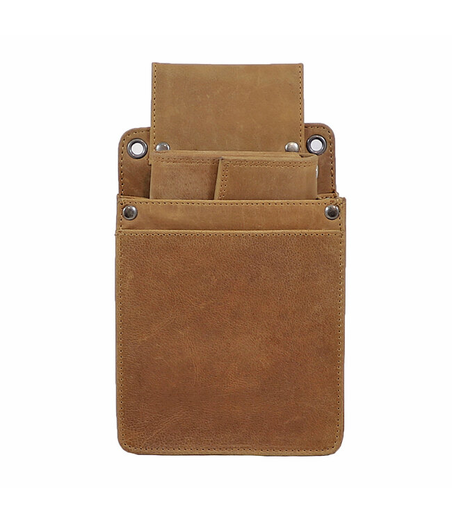 Houtkamp Leren Horeca Portemonnee Holster - Riem Holster voor Kelnerbeurs - Vintage Hunter Leer - Cognac Bruin
