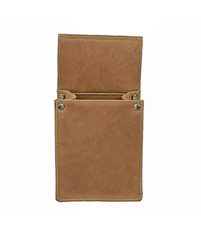 Houtkamp Leren Horeca Pinterminal Holster - Riem Holster voor mobiele Pinautomaat - Vintage Hunter Leer - Cognac Bruin