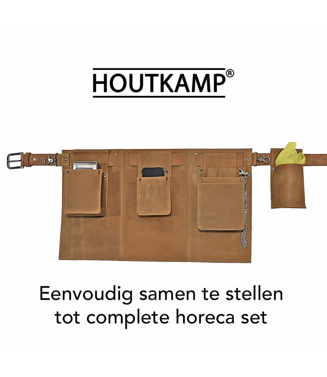 Houtkamp Leren Horeca Poetsdoekholster - Riem Holster voor Poetsdoek - Vintage Hunter Leer - Cognac Bruin