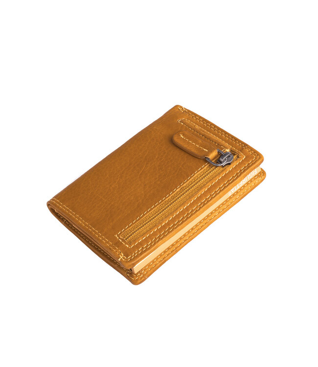 Figuretta Dames Portemonnee met Creditcardhouder - RFID Kaarthouder - Luxe Uitschuifbare Pasjeshouder - Vintage Leer - Geel