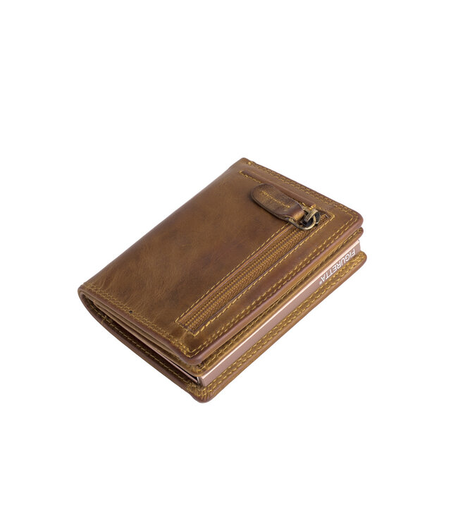 Figuretta Heren Portemonnee met Aluminium Creditcardhouder – Slim Wallet met Cardprotector voor 6 pasjes – Briefgeld- en Muntgeldvak – Hunter Bruin