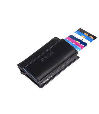 Figuretta Heren Portemonnee met Creditcardhouder - Blue-Line - Zwart Figuretta Heren Portemonnee met Creditcardhouder - Blue-Line - Zwart