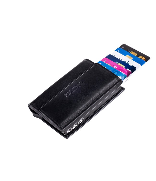 Figuretta Heren Creditcardhouder van Echt Leer – RFID Portemonnee met Ruimte voor Pasjes, Contant Geld en Munten – Zwart