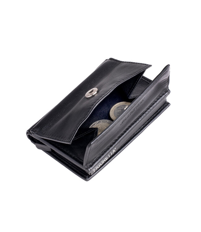 Figuretta Heren Creditcardhouder van Echt Leer – RFID Portemonnee met Ruimte voor Pasjes, Contant Geld en Munten – Zwart