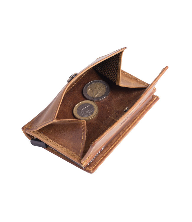 Figuretta Heren Creditcardhouder van Echt Leer – RFID Portemonnee met Ruimte voor Pasjes, Contant Geld en Munten – Hunter Bruin
