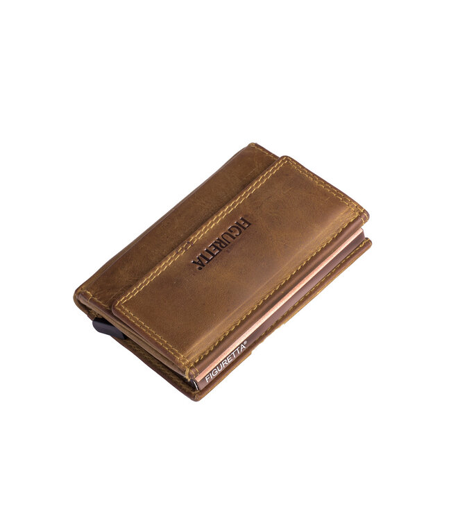 Figuretta Heren Creditcardhouder van Echt Leer – RFID Portemonnee met Ruimte voor Pasjes, Contant Geld en Munten – Hunter Bruin