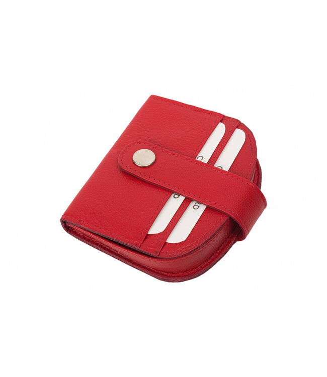 Houtkamp Compacte portemonnee voor kleingeld - Padvindersportemonnee - Echt Leder - Ruimte voor Muntgeld en Pasjes - Rood