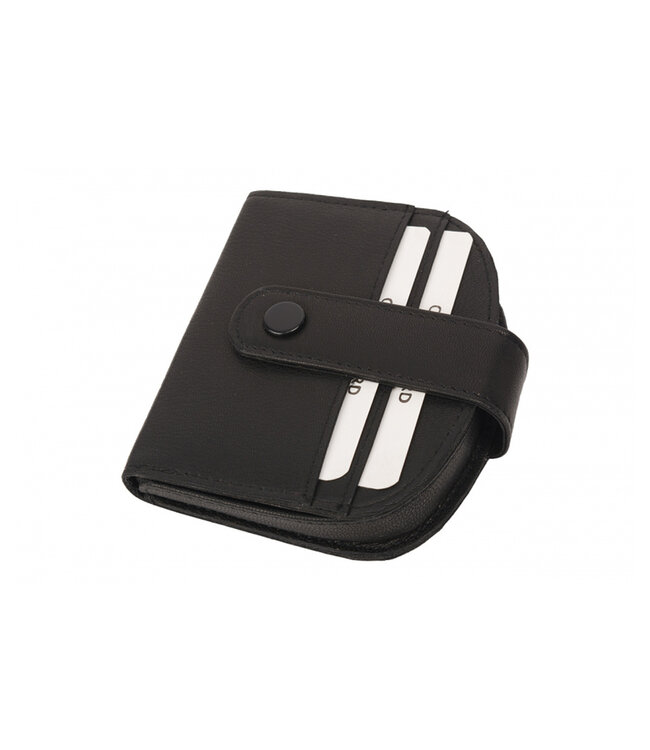 Houtkamp Compacte portemonnee voor kleingeld - Padvindersportemonnee - Echt Leder - Ruimte voor Muntgeld en Pasjes - Zwart