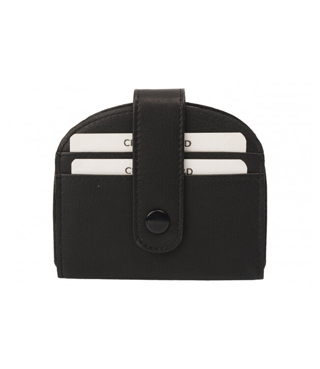 Houtkamp Compacte portemonnee voor kleingeld - Padvindersportemonnee - Echt Leder - Ruimte voor Muntgeld en Pasjes - Zwart