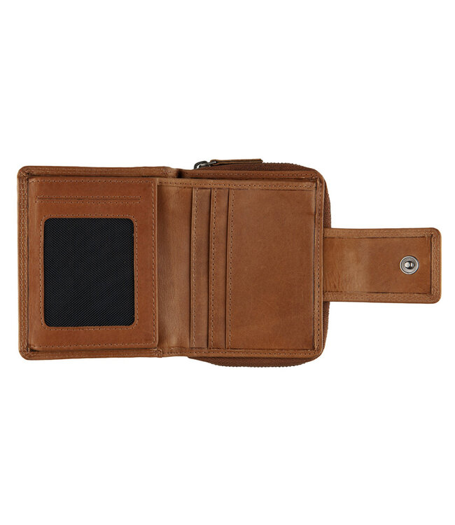 DSTRCT Wax Lane Leren Dames Portemonnee RFID met Rits - Bruin