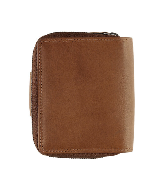 DSTRCT Wax Lane Leren Dames Portemonnee RFID met Rits - Bruin