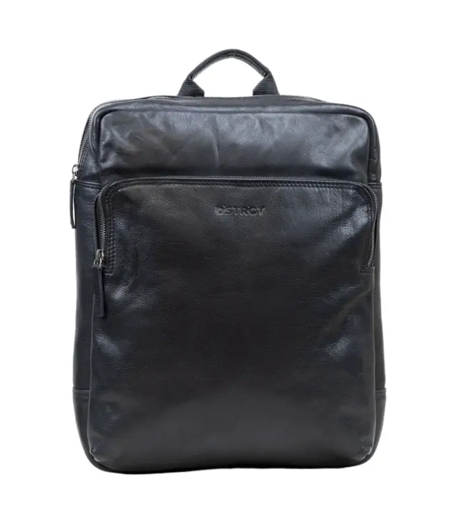 DSTRCT State Street Leren Unisex Laptoprugzak – 15,6 inch Laptopvak – Zwart