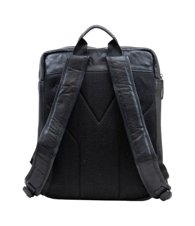 DSTRCT State Street Leren Unisex Laptoprugzak – 15,6 inch Laptopvak – Zwart