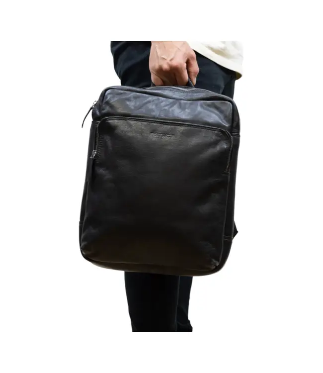 DSTRCT State Street Leren Unisex Laptoprugzak – 15,6 inch Laptopvak – Zwart