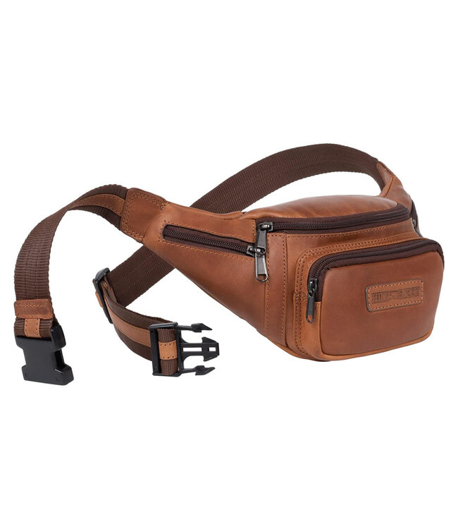 HillBurry Leren Unisex Heuptas met Verstelbare Riem – Cognac Bruin