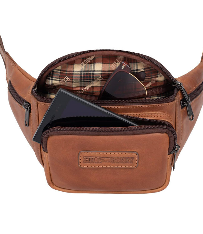 HillBurry Leren Unisex Heuptas met Verstelbare Riem – Cognac Bruin