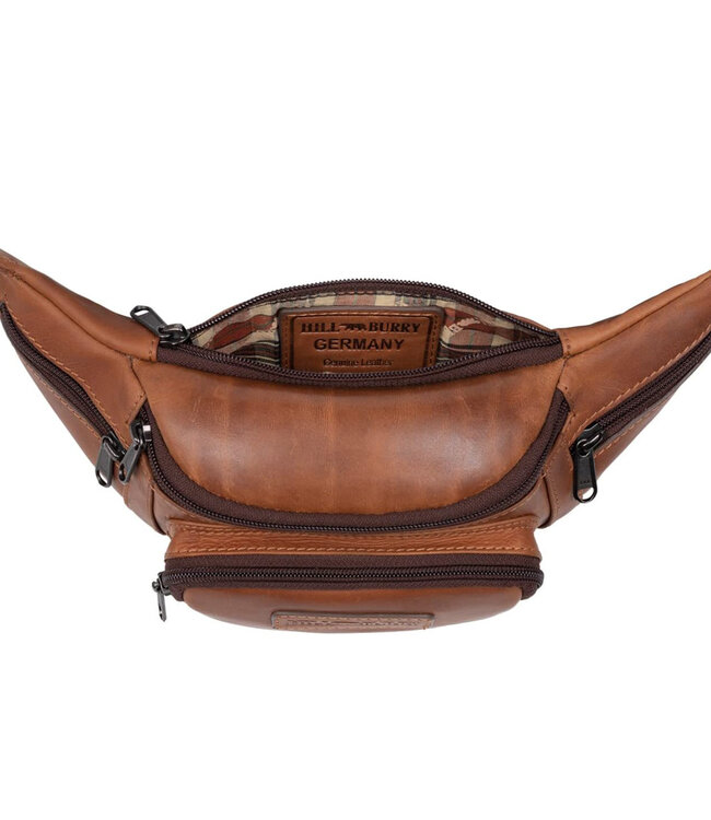 HillBurry Leren Unisex Heuptas met Verstelbare Riem – Cognac Bruin