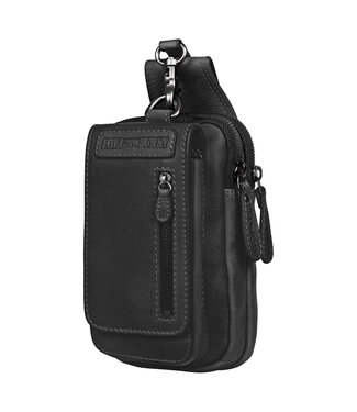 HillBurry Leren Riemtas met Smartphonevak - Zwart