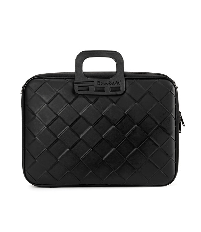 Bombata Intrecciato Vlechtpatroon Laptoptas 15 / 15.6 / 16 Inch – Extra Ruim – Met Afneembare Schouderriem - Zwart
